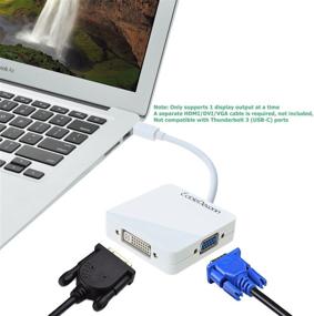 img 2 attached to Кабельный адаптер CABLEDECONN Multi-Function Thunderbolt Mini DisplayPort в HDMI DVI VGA 3in1 ТВ AV HDTV 1080P белый: Бесшовное решение для подключения дисплея