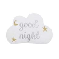 🌙 nojo white cloud little love pillow with gold and silver embroidery, featuring the message 'good night' and adorable moon and stars design logo