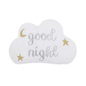 img 3 attached to 🌙 NoJo White Cloud Little Love Pillow with Gold and Silver Embroidery, featuring the Message 'Good Night' and Adorable Moon and Stars Design