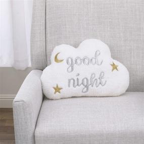 img 1 attached to 🌙 NoJo White Cloud Little Love Pillow with Gold and Silver Embroidery, featuring the Message 'Good Night' and Adorable Moon and Stars Design