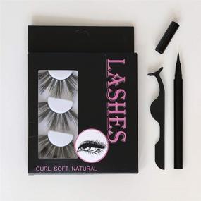 img 4 attached to 🌟 Aubree Hair False Eyelashes - Fluffy 3D Reusable Long Lashes Pack, 3 Pairs, 25mm