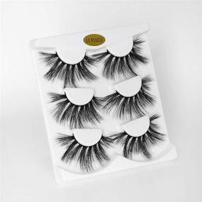 img 3 attached to 🌟 Aubree Hair False Eyelashes - Fluffy 3D Reusable Long Lashes Pack, 3 Pairs, 25mm