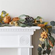 🍂 6ft thanksgiving fall garland decoration with eucalyptus, pumpkin & pinecone by lights4fun, inc. logo