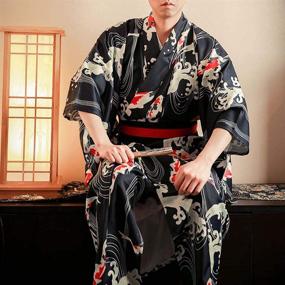 img 2 attached to 👘 Classic Men's Yukata Nightgown Sleepwear