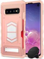 📱 zizo electro series for samsung galaxy s10: rose gold peach, card slot, air vent magnetic holder - enhanced features! logo