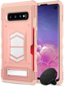 img 4 attached to 📱 ZIZO Electro Series for Samsung Galaxy S10: Rose Gold Peach, Card Slot, Air Vent Magnetic Holder - Enhanced Features!