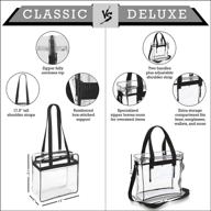 clear stadium tote bag with side pocket and long shoulder straps - 12 x 12 x 6 size logo