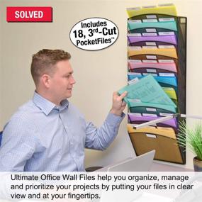 img 2 attached to 📂 Premium 10 Tier Mesh Wall File Organizer - Vertical Mount Hanging File Sorter for Office Use. Multi-Purpose Display Rack with 18 Clear PocketFile Document Folders included. (Black)