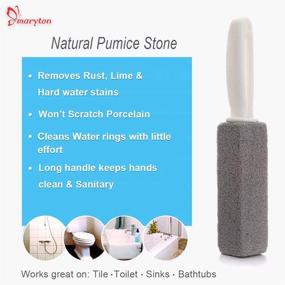 img 3 attached to Pack of 2 Maryton Pumice Stones with Handle - Effectively Clean Toilet Bowl Rings and Hard Water Stains (Gray)