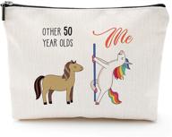 🎂 50th birthday gifts for women - 1971 birthday gifts for women: makeup bag for mom, wife, friend, sister, her, colleague, coworker (unicorn design) logo