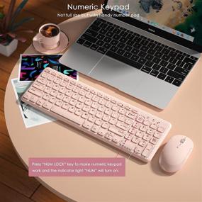 img 2 attached to 🎀 Ultra Slim Wireless Keyboard and Mouse Combo, Superbcco Cordless Computer Keyboard with Numeric Keypad, 2.4Ghz USB Receiver, Energy Saving, 3-Level DPI for Laptop/Computer/PC/Desktop (Baby Pink)