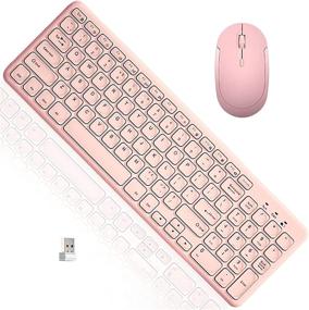 img 4 attached to 🎀 Ultra Slim Wireless Keyboard and Mouse Combo, Superbcco Cordless Computer Keyboard with Numeric Keypad, 2.4Ghz USB Receiver, Energy Saving, 3-Level DPI for Laptop/Computer/PC/Desktop (Baby Pink)