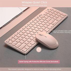 img 1 attached to 🎀 Ultra Slim Wireless Keyboard and Mouse Combo, Superbcco Cordless Computer Keyboard with Numeric Keypad, 2.4Ghz USB Receiver, Energy Saving, 3-Level DPI for Laptop/Computer/PC/Desktop (Baby Pink)