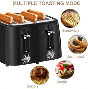 img 1 attached to 🍞 prepAmeal 4 Slice Toaster: Ultimate Bagel Toaster with 6 Browning Settings, Extra Wide Slots, and Cancel Function – Perfect for Bagels, Waffles, Breads, Puff Pastry, and Snacks (4-Slice, Black)