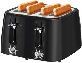 img 4 attached to 🍞 prepAmeal 4 Slice Toaster: Ultimate Bagel Toaster with 6 Browning Settings, Extra Wide Slots, and Cancel Function – Perfect for Bagels, Waffles, Breads, Puff Pastry, and Snacks (4-Slice, Black)