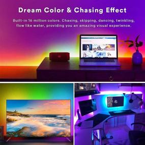 img 1 attached to 🌈 KORJO Dream Color LED Strip Lights: Vibrant Bluetooth Chasing Light with Waterproof 5050 RGB Color Changing Rope Light Kit - Perfect for Home Kitchen, 16.4ft/5M