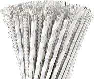 🥤 alink biodegradable silver paper straws bulk - pack of 100: metallic foil striped/wave/dots straws for various events & party decorations logo