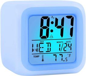 img 4 attached to 🌈 Colorful Kids Alarm Clock Stocking Stuffers - Easy Setting Digital Travel Clock with Large Display Time-Date-Alarm Snooze for Boys, Girls, and Teens Ages 5-12+