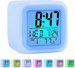 img 3 attached to 🌈 Colorful Kids Alarm Clock Stocking Stuffers - Easy Setting Digital Travel Clock with Large Display Time-Date-Alarm Snooze for Boys, Girls, and Teens Ages 5-12+