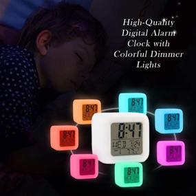 img 1 attached to 🌈 Colorful Kids Alarm Clock Stocking Stuffers - Easy Setting Digital Travel Clock with Large Display Time-Date-Alarm Snooze for Boys, Girls, and Teens Ages 5-12+