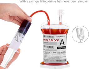 img 2 attached to 🩸 Lightopia Blood Bags for Drinks - Set of 10 IV Bags, 11.5 FL OZ - Party Decoration Cups for Halloween, Vampire, Nurse Graduation, and Zombie Party Favors
