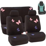 🦋 fh group black fb055115 butterfly embroidery full set car seat covers for cars, trucks, and suvs - universal fit with beautiful butterflies logo