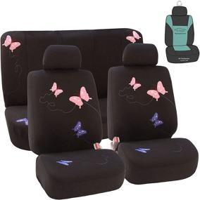 img 4 attached to 🦋 FH Group Black FB055115 Butterfly Embroidery Full Set Car Seat Covers for Cars, Trucks, and SUVs - Universal Fit with Beautiful Butterflies