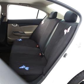 img 2 attached to 🦋 FH Group Black FB055115 Butterfly Embroidery Full Set Car Seat Covers for Cars, Trucks, and SUVs - Universal Fit with Beautiful Butterflies