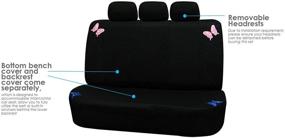 img 1 attached to 🦋 FH Group Black FB055115 Butterfly Embroidery Full Set Car Seat Covers for Cars, Trucks, and SUVs - Universal Fit with Beautiful Butterflies