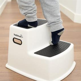 img 3 attached to 🚽 TotDino 2 Pack Kids Step Stool - Toddler Step Stool, Slip Resistant Stepping Stool for Toddlers, Ideal Bathroom Step Stools for Sink and Potty Training