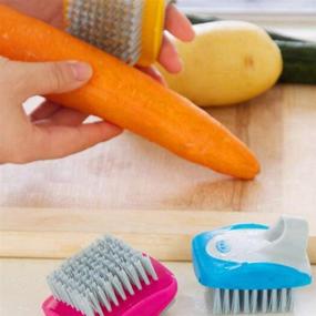 img 3 attached to 🥕 2pcs Hemoton Fruit and Vegetable Brushes - Veggie Scrubber for Carrots and Potatoes, Kitchen Cleaning Supplies (Random Color)