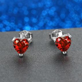 img 2 attached to 🎁 Gagafeel Red Heart Earrings for Women - S925 Sterling Silver Stud Earrings with Cubic Zirconia Garnet Birthstone - Anniversary, Valentine, Birthday - 6mm Small Stud Earrings Gift for Girls