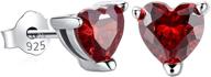 🎁 gagafeel red heart earrings for women - s925 sterling silver stud earrings with cubic zirconia garnet birthstone - anniversary, valentine, birthday - 6mm small stud earrings gift for girls logo