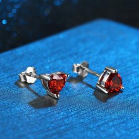 img 1 attached to 🎁 Gagafeel Red Heart Earrings for Women - S925 Sterling Silver Stud Earrings with Cubic Zirconia Garnet Birthstone - Anniversary, Valentine, Birthday - 6mm Small Stud Earrings Gift for Girls