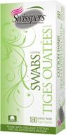 swisspers organic cotton swabs - 100% cotton tips, paper sticks, 180-count per pack, 12 packs - 2,160 total logo