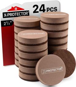 img 4 attached to 🪑 X-PROTECTOR 24 PCS: Heavy Duty Felt Furniture Sliders for Hardwood Floors – Brown 2 ½” Sliders for Effortless & Safe Furniture Movement on Hard Surfaces!