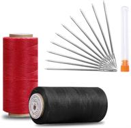 🧵 premium 2 pack waxed threads & large-eye needles - sourceton leather sewing kit (black & red- 1mm, 330 yard each) + 10 pcs needles for diy leather projects logo