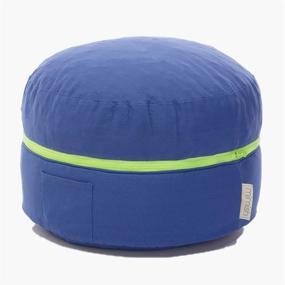 img 3 attached to Mimish Patented Exposed 2 Outer Pockets Storage Pouf: Surfer Blue with Neon Green Zipper, Organize in Style!
