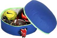 mimish patented exposed 2 outer pockets storage pouf: surfer blue with neon green zipper, organize in style! logo