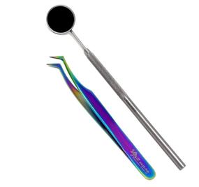 img 1 attached to Stainless Eyelash Extension Tweezers Rainbow Shave & Hair Removal