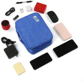 img 2 attached to TABITORA Electronics Organizer Travel Cable Cord Bag for Cables, Chargers, Phones, USB, SD Cards - Blue