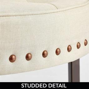 img 1 attached to 🪑 mDesign Small Padded Stool with Studs - Modern Round Design - for Closet, Bedroom, Bathroom, Entryway, Home Office - Cream/Bronze