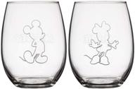 🥳 disney classics collectible stemless tumbler glass sets - 16 ounces - set of 2 (mickey and minnie) logo