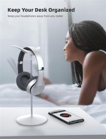 img 1 attached to Desktop Headphone Stand Holder - Lamicall Desk Earphone 🎧 Mount, Compatible with HyperX Gaming Headsets, Beats/Sony/Sennheiser Music Headphones - White