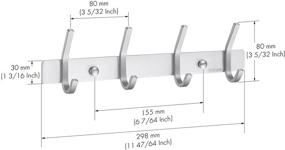 img 3 attached to 🧷 Sleek and Sturdy Stainless Steel Towel/Coat Hook Rack with 4 Hooks - Bathroom Storage Organizer Wall Mount, Brushed Finish