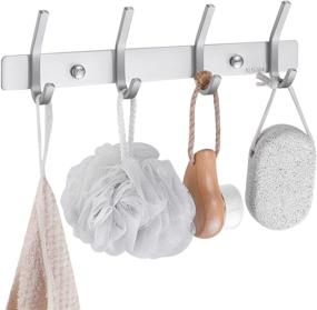 img 4 attached to 🧷 Sleek and Sturdy Stainless Steel Towel/Coat Hook Rack with 4 Hooks - Bathroom Storage Organizer Wall Mount, Brushed Finish