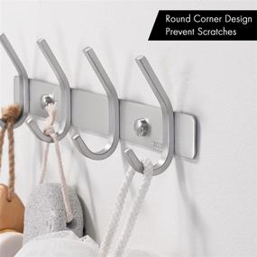 img 1 attached to 🧷 Sleek and Sturdy Stainless Steel Towel/Coat Hook Rack with 4 Hooks - Bathroom Storage Organizer Wall Mount, Brushed Finish