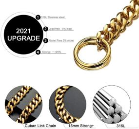 img 3 attached to 🐶 BMusdog 18K Gold Cuban Link Dog Chain Collar - Heavy Duty Stainless Steel Training Collar for Small, Medium, and Large Dogs