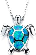 jude jewelers white gold plated simulated opal tiny turtle pendant statement necklace logo
