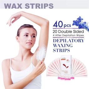 img 3 attached to Efficient Hair Removal: Wax Strips for Women and Men - Bikini & Facial Waxing - Includes 40 Strips and 4 Care Wipes